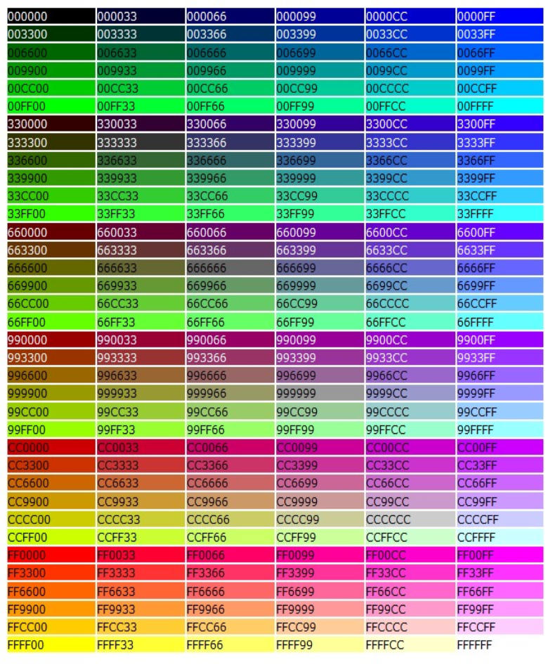 TMG 24 Farbtafeln mit Hexa Dezimal Code